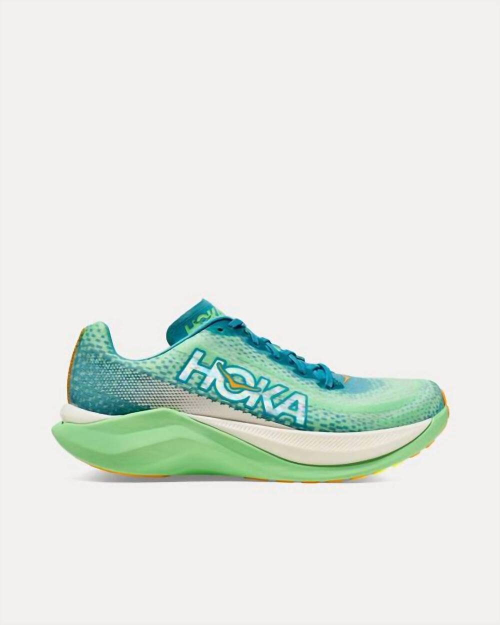 NEW HOKA men's mach x running shoes in ocean mist/lime glow
